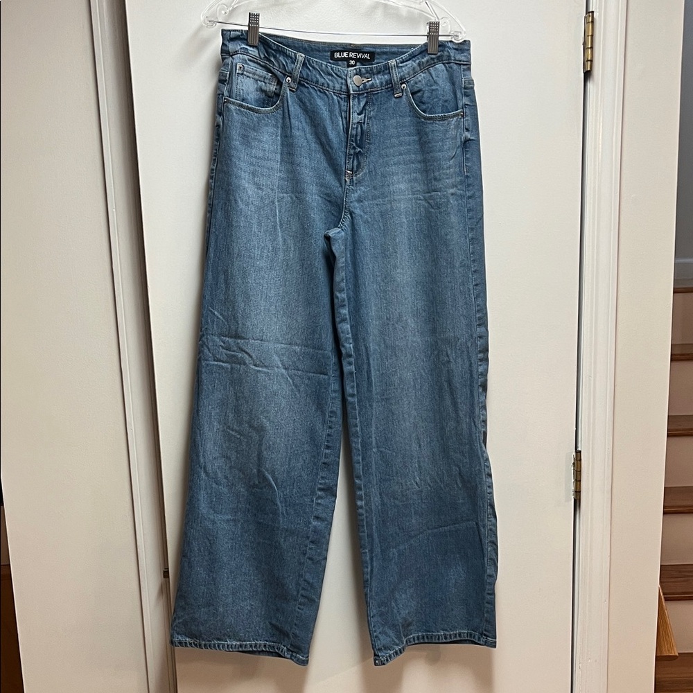 Blue Revival Women's High-Waist Wide-Leg Jeans